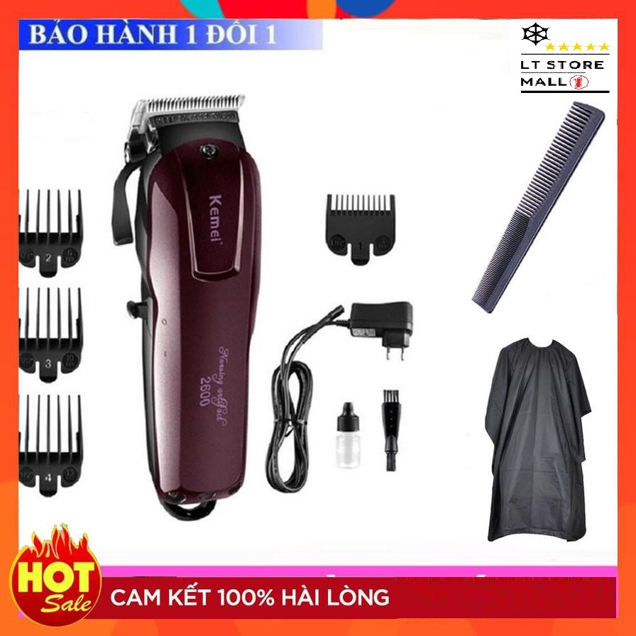 Tông Đơ Cắt Tóc Dùng Pin KEMEi 2600 TẶNG ÁO CHOÀNG + Lược - Tăng Đơ Hớt Tóc Nam Cho Salon, Tiệm Tóc Có Thể Cắm Điện