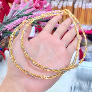 Kiềng cổ dẻo dạng bính dát vàng 18 pha bạch kim