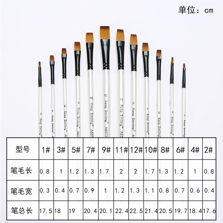 Bộ 12 cọ vẽ Keep Smiling, cọ ngang