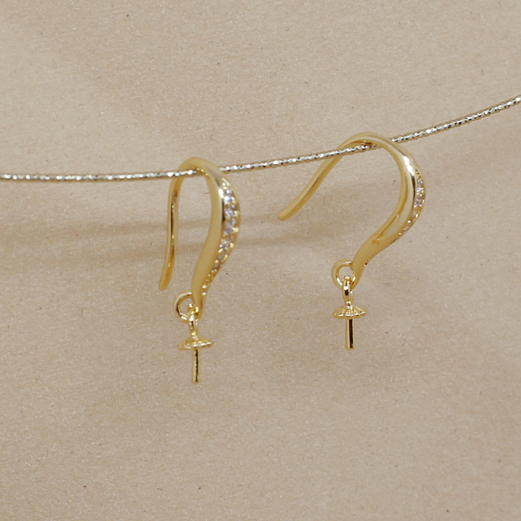 Bông Tai Móc Đính Ngọc Trai Nhân Tạo diy 18K Thời Trang