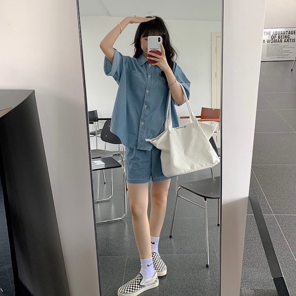 Sét  sơmi jean 2 túi Quảng Châu CHANREEN