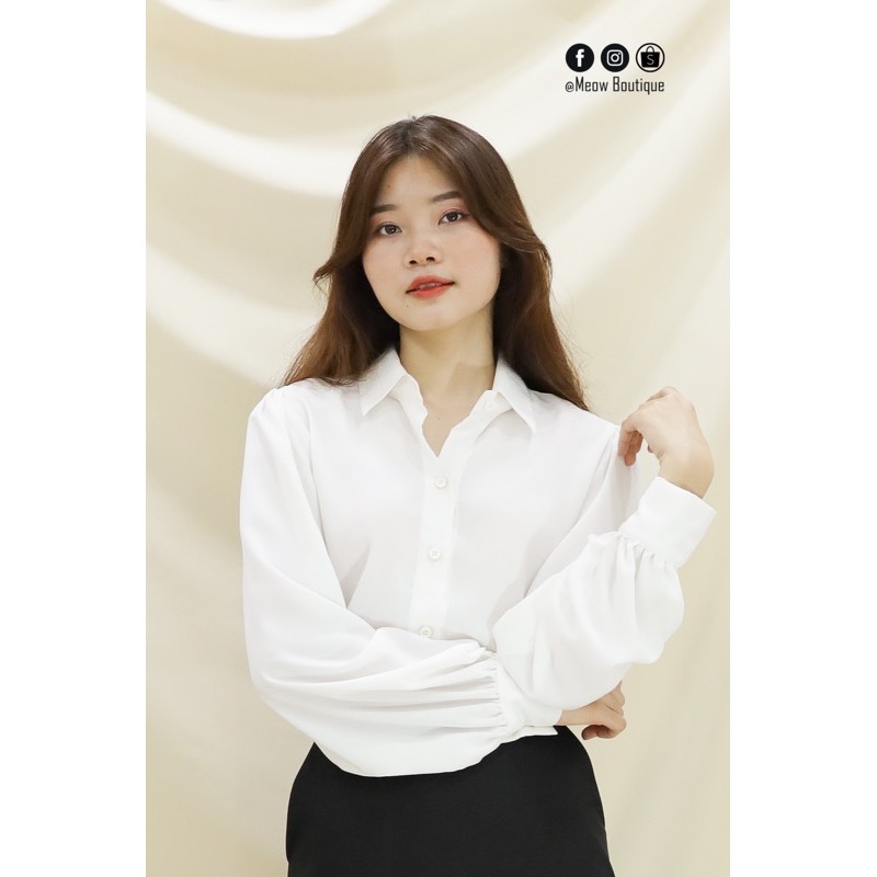 Sơ mi tay phồng công sở nữ 3 màu trending Meow Boutique