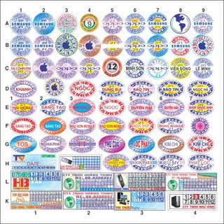 Decal bể, decal bảo hành, decal niêm phong, hình tròn, hình chữ nhật, theo yêu cầu, kích thước 10mm, 15ml