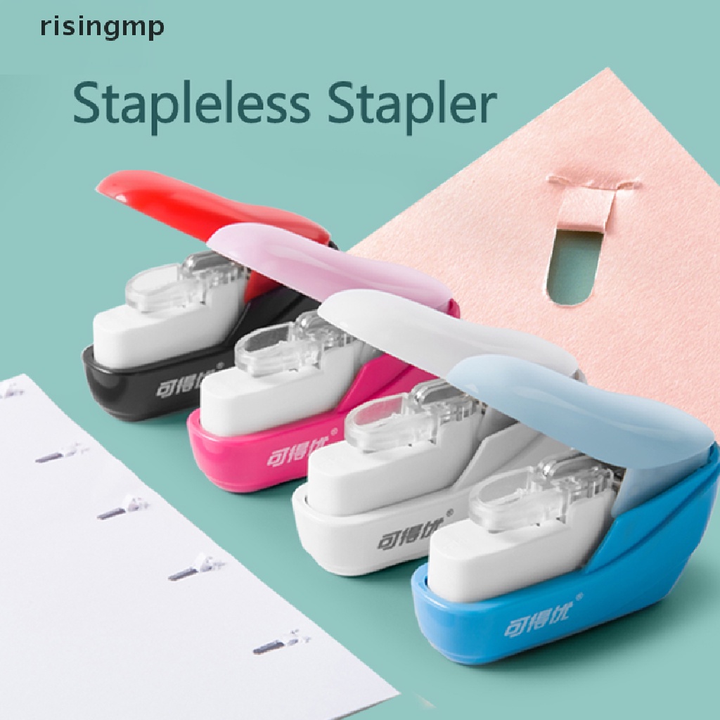 [risingmp] Dụng Cụ Bấm Ghim Mini Di Động Không Cần Khoan Cho Trường Học / Văn Phòng ♨Trên đó