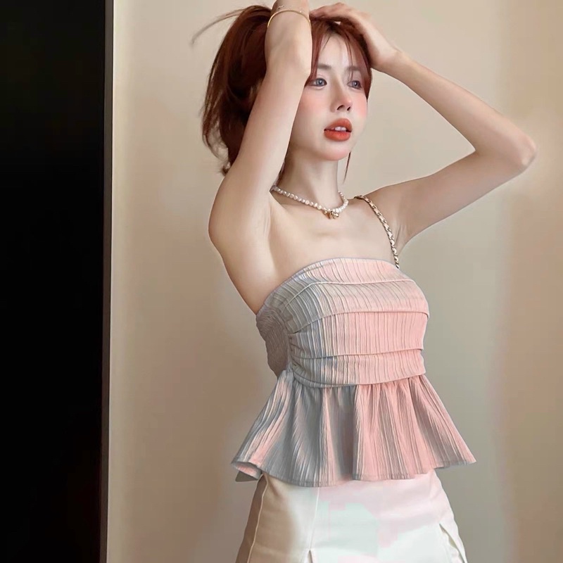 [HOT] ÁO KIỂU XẾP LY CHIZISHOP XINH XẮN KẺ SỌC QC THIẾT KẾ A91 | BigBuy360 - bigbuy360.vn