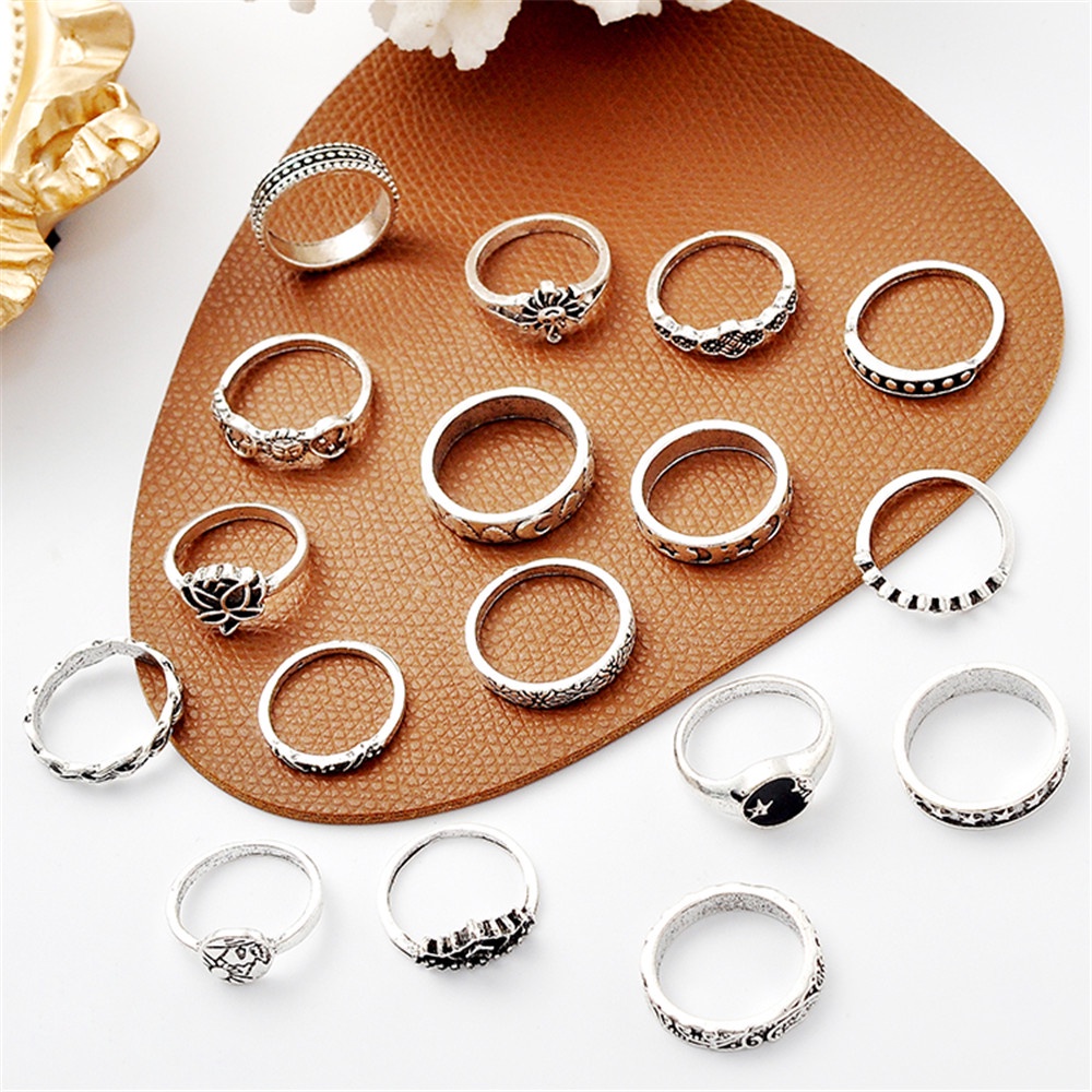 Bộ 9 Nhẫn Đeo Đốt Ngón Tay Đính Ngọc Trai Phong Cách Bohemia Cổ Điển Dành Cho Nữ