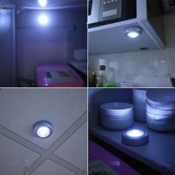 Đèn led mini 3 bóng không dây cảm ứng chạm tiện lợi cho tủ bếp/tủ quần áo