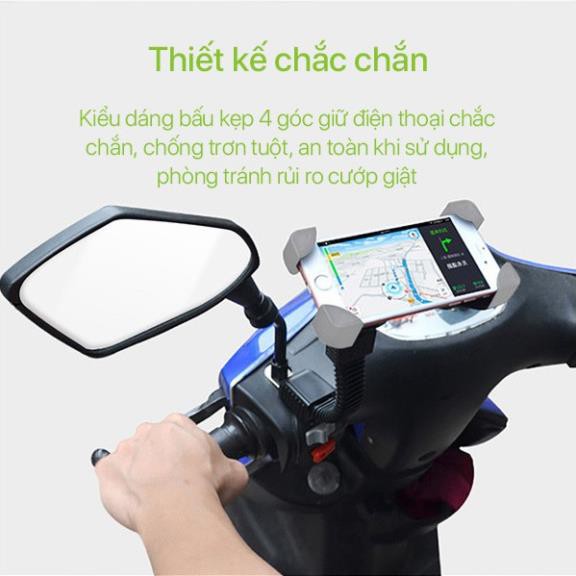 Giá Đỡ Điện Thoại Xe Máy ROBOT MH01 4 Góc Kẹp Chắc Chắn An Toàn Chống Trơn Trượt Chắc Chắn, Màn Hình 4-5.5inch