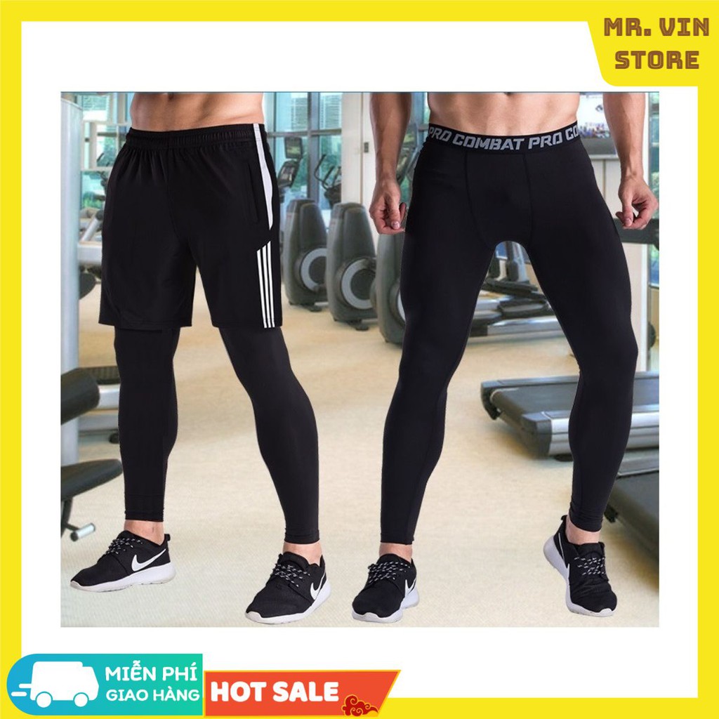 Quần Legging nam thể thao tập GYM thun poly cao cấp co giãn 4 chiều, ôm chân thấm hút tốt