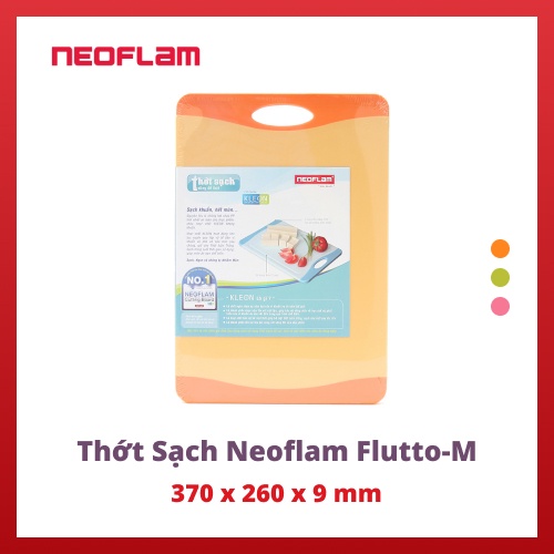 Thớt sạch Neoflam Flutto M - Kháng khuẩn, chống trơn trượt, có rãnh thoát nước, thớt nhựa dày, hàng chính hãng