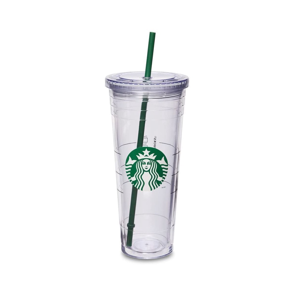 STARBUCKS Ly uống nước trong suốt có nắp đậy dung tích 473ml , 710ml