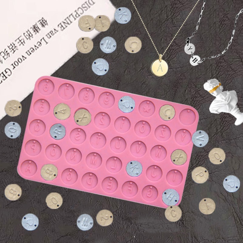 Khuôn Silicone Làm Móc Khóa Hình Tròn In Chữ Độc Đáo