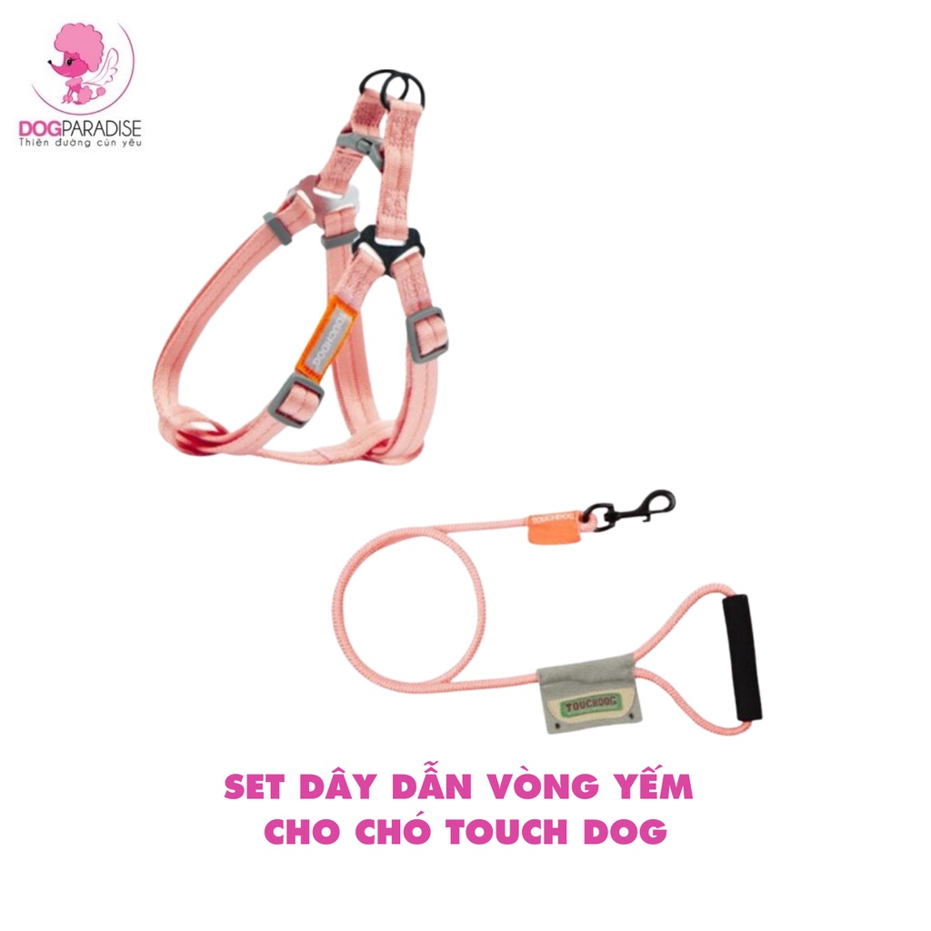 Set dây dẫn vòng yếm đi dạo cho chó Touchdog chất liệu vải cao cấp chắc chắn - Dog Paradise