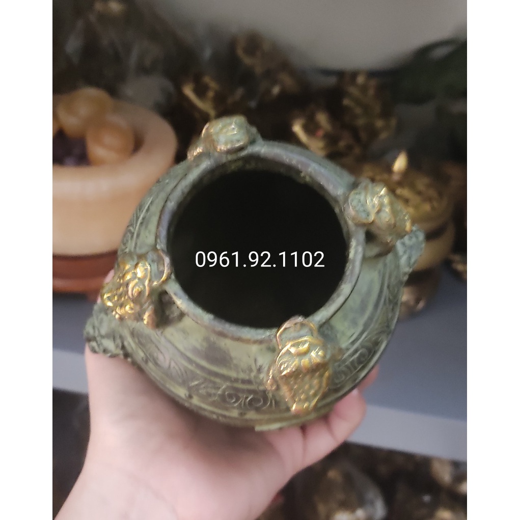 Hũ tài lộc thiềm thừ bằng đồng hũ cóc vàng cóc xanh bằng đồng phong thủy 10cm