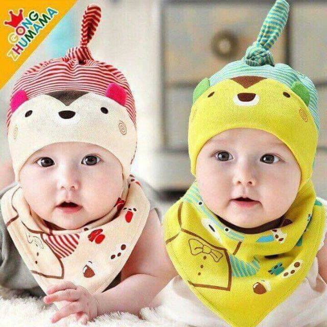 Set mũ yếm cotton