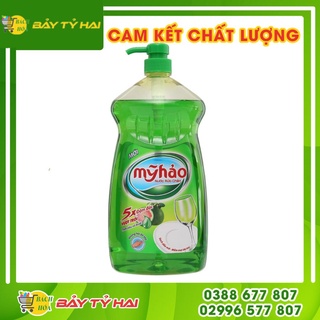 Nước rửa chén Mỹ Hảo 5X đậm đặc hương chanh trà xanh chai vòi 1.5kg
