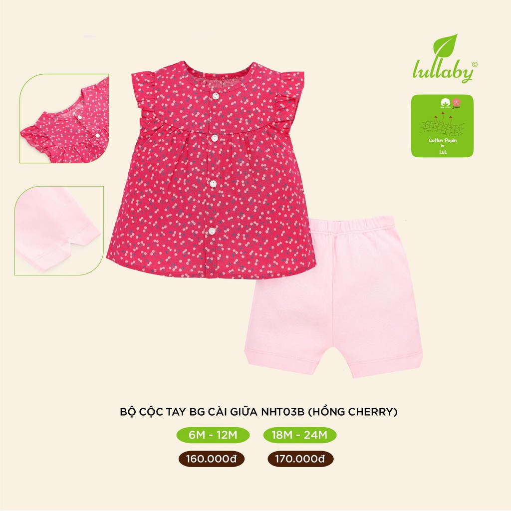 Bộ cộc tay cotton Poplin Lullaby cao cấp, bộ Lullaby bé gái new 2020