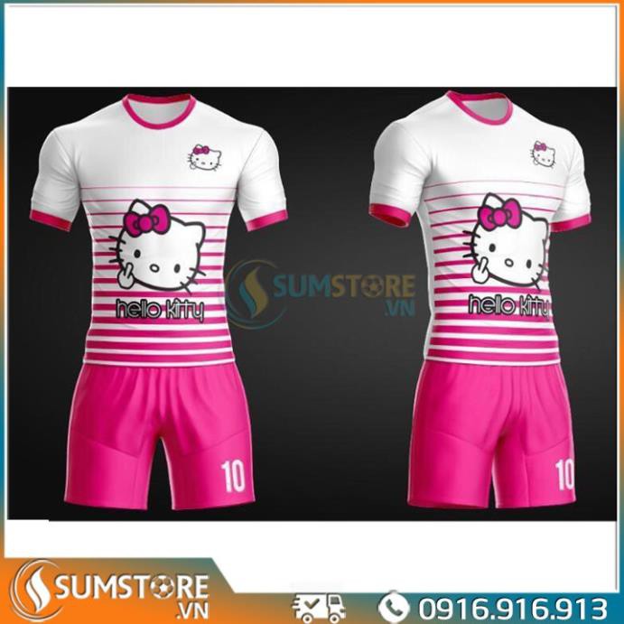 Bộ Đồ Thể Thao Đá Banh Nam Nữ Hello Kitty Hồng Đậm Cực Kute -Áo Bóng Đá Đẹp Thun Lạnh Mịn Và Mát ❕