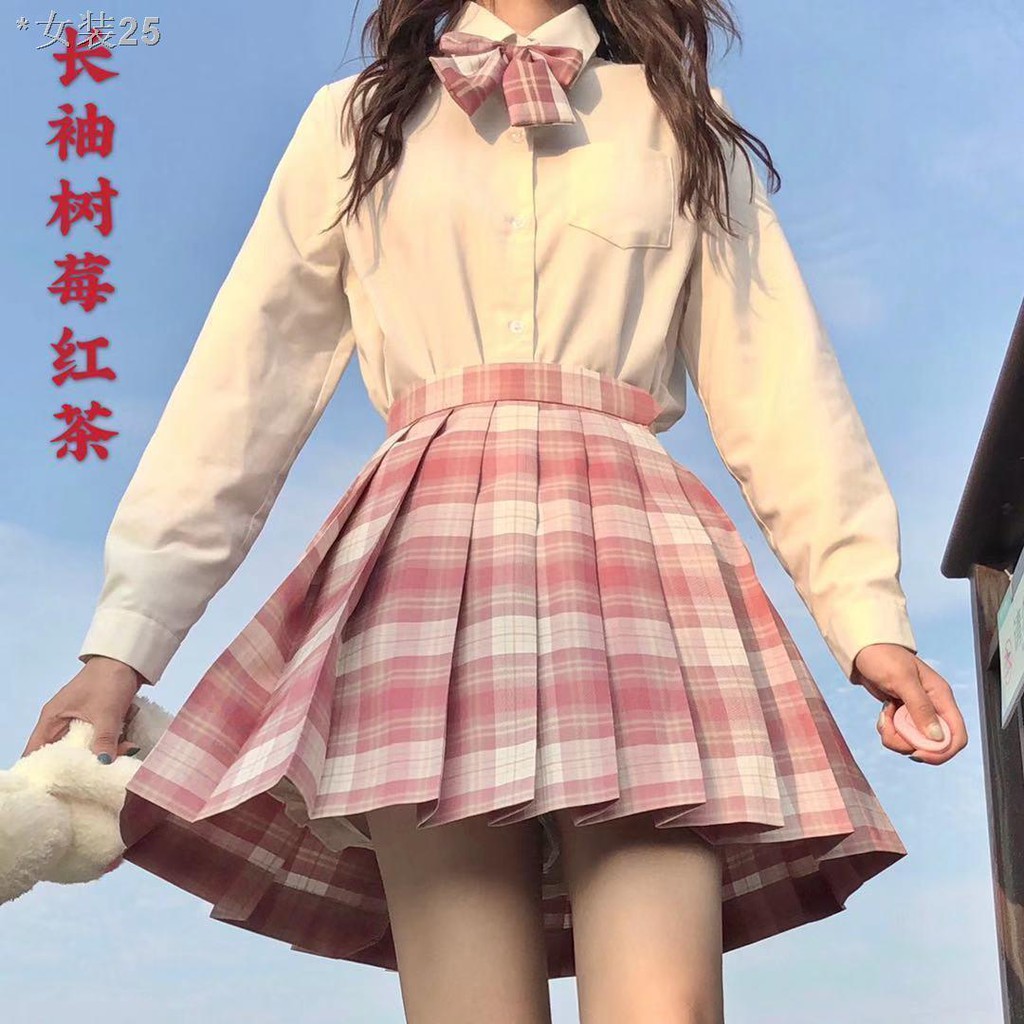 jk đồng phục học sinh Nhật Bản váy sơ mi trắng dài tay xếp ly kiểu đại | BigBuy360 - bigbuy360.vn