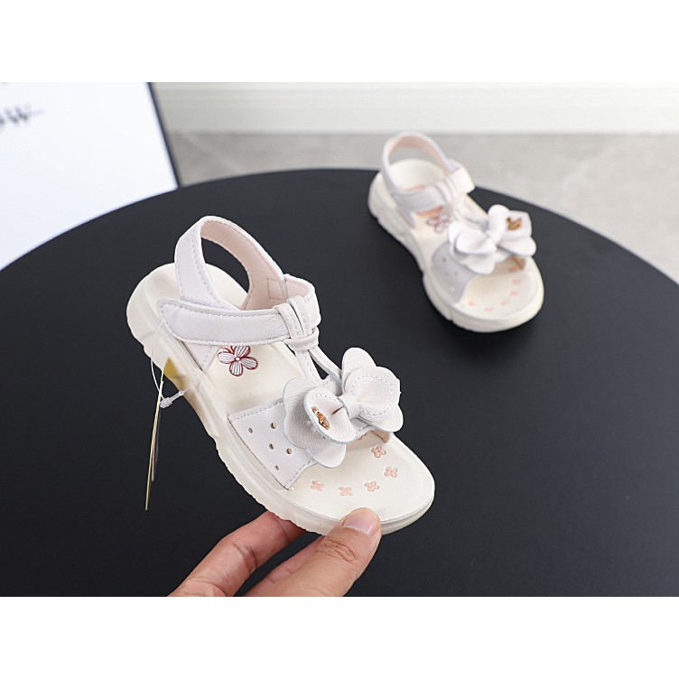 sandal bé gái size 21-30 nơ đính thiên nga da mềm