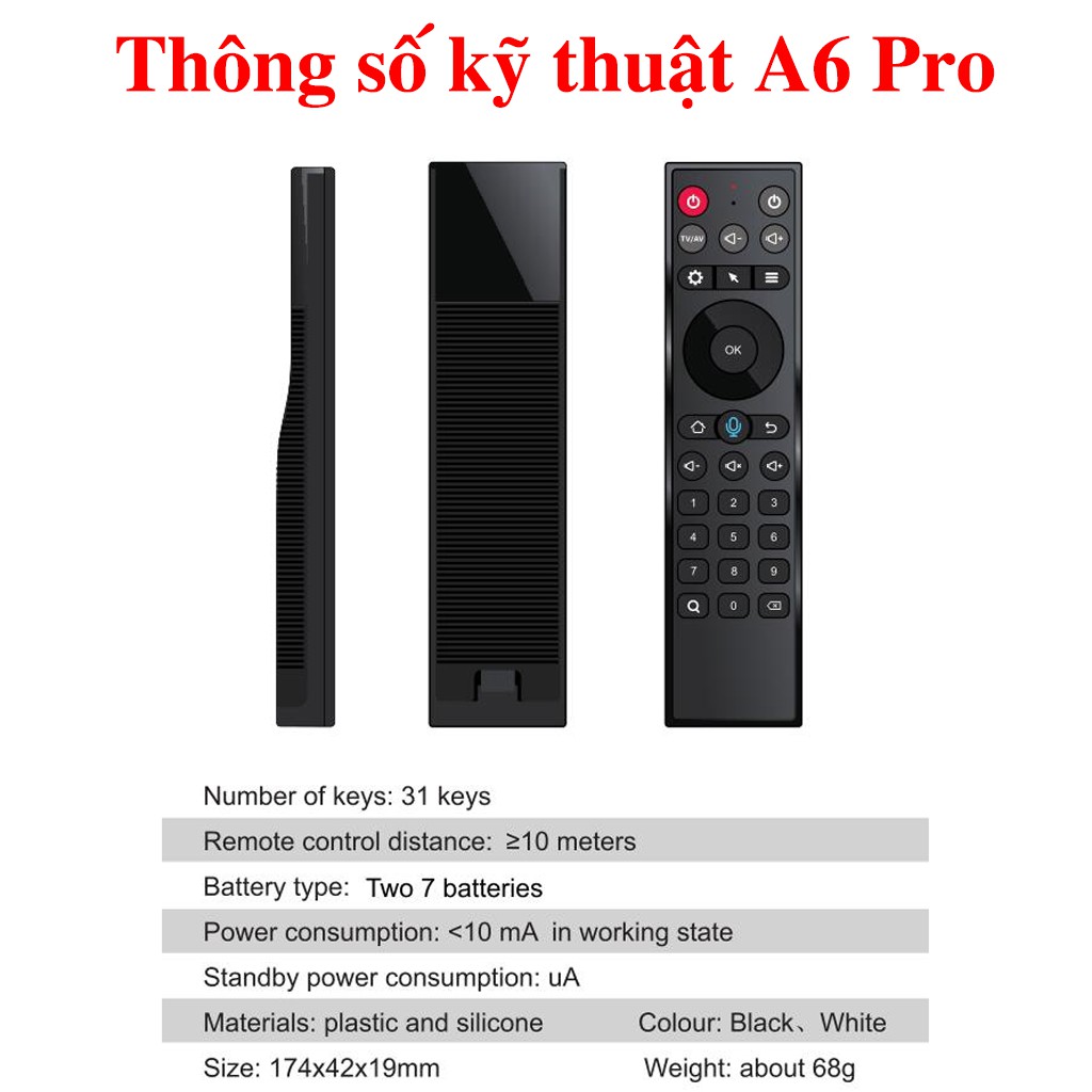 Chuột bay tìm kiếm giọng nói A6 Pro (Air mouse TZ20) điều khiển giọng nói tiếng Việt cực nhạy