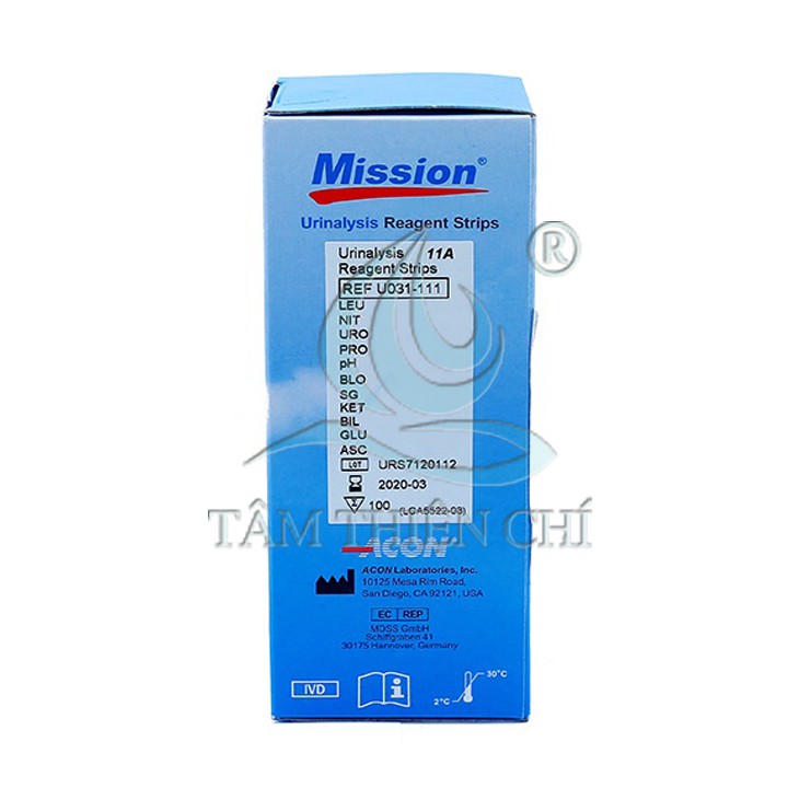 Que thử nước tiểu ACON Mission 11 thông số hộp 100 test