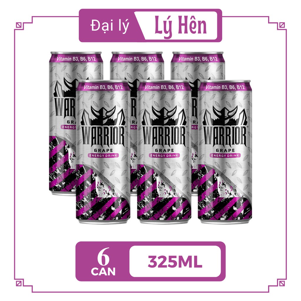 [Chỉ hỏa tốc] Thùng 24 Lon Nước Uống Tăng Lực Warrior Dâu Đỏ - Nho Tím Thái Lan Energy Drink Lon 325ml Date Luôn Mới