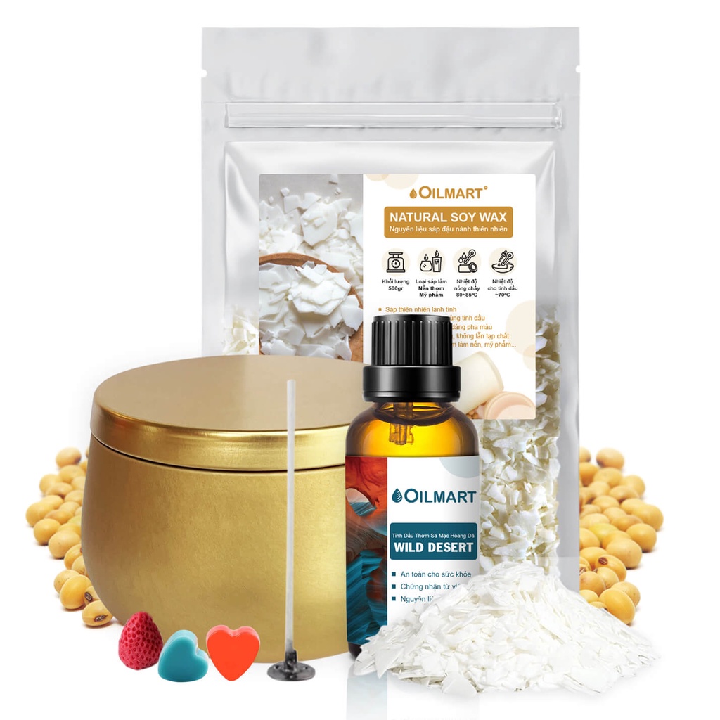 Bộ Nến Thơm Tự Làm Oilmart Scented Candle Diy Kit - Hủ Nhôm 200g 01 hủ nhôm (tự chọn ).