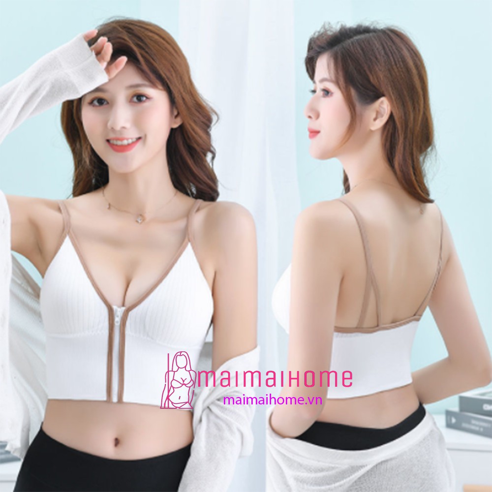 [Maimaihome]ÁO BRA KHOÁ KÉO TẬP GYM, YOGA, AEROBIC NỮ TÔN VÒNG NGỰC, VẢI DỆT KIM, CO GIÃN TỐT, FIT NGƯỜI CÓ DÂY KÉO