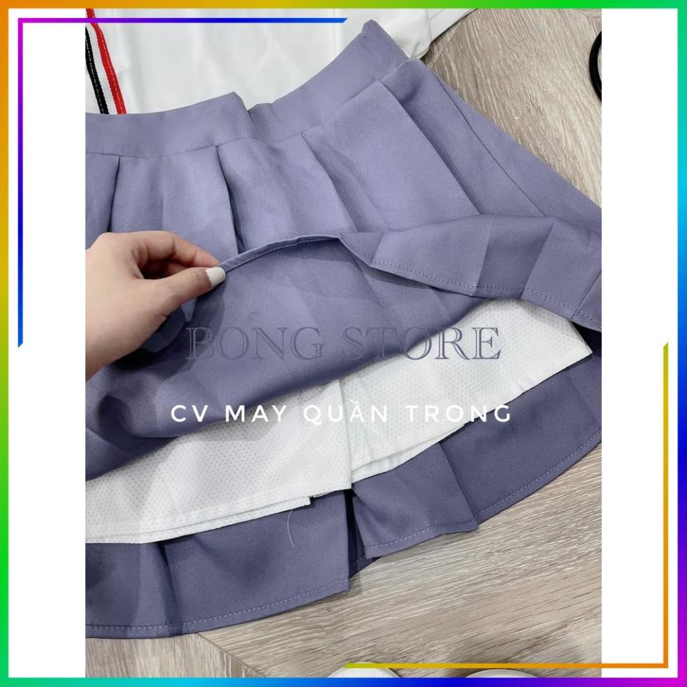 Set đồ nữ, Set chân váy kèm áo polo thom kẻ sọc hàng cao cấp siêu xinh.