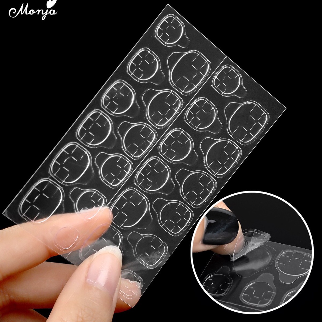 MONJA Set miếng keo dán hai mặt hỗ trợ dán móng tay giả 4 món tiện dụng