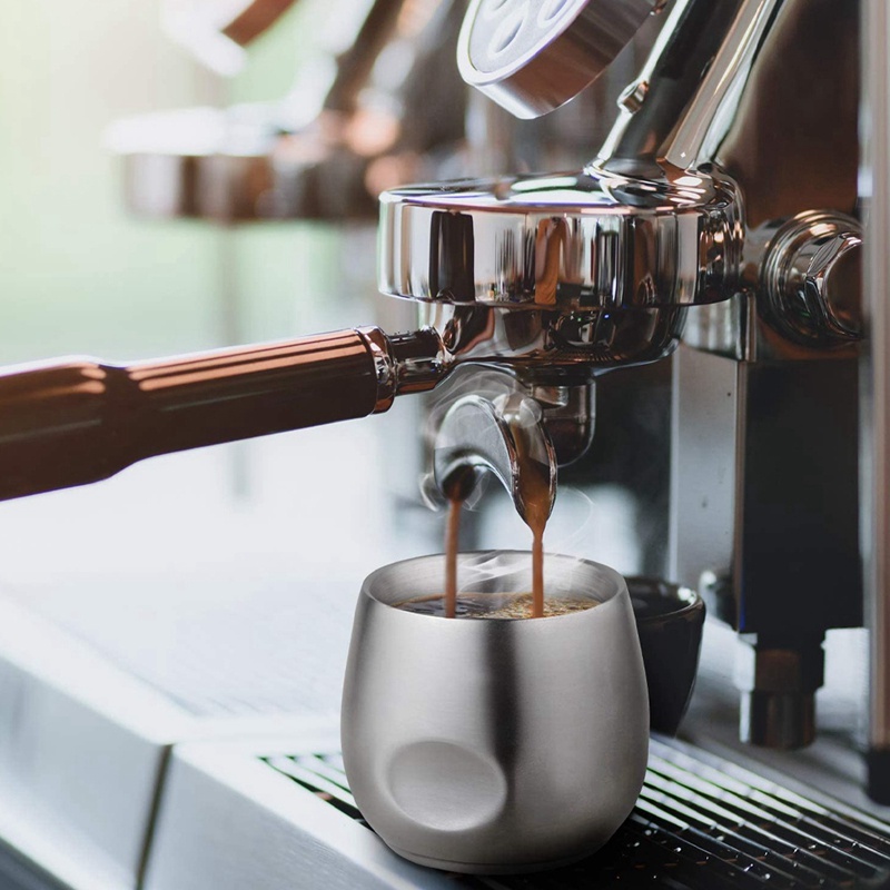 Ly cà phê Espresso bằng thép không gỉ 2 cái , 150Ml Tường đôi cách nhiệt Cốc nhỏ không thể phá vỡ cho bữa tiệc dã ngoại ngoài trời