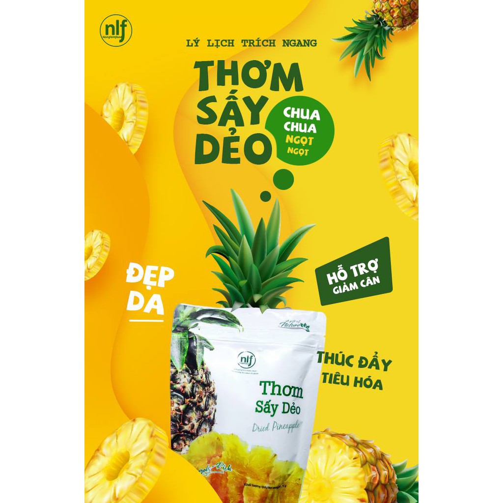 Thơm sấy dẻo Nonglamfood gói 75g