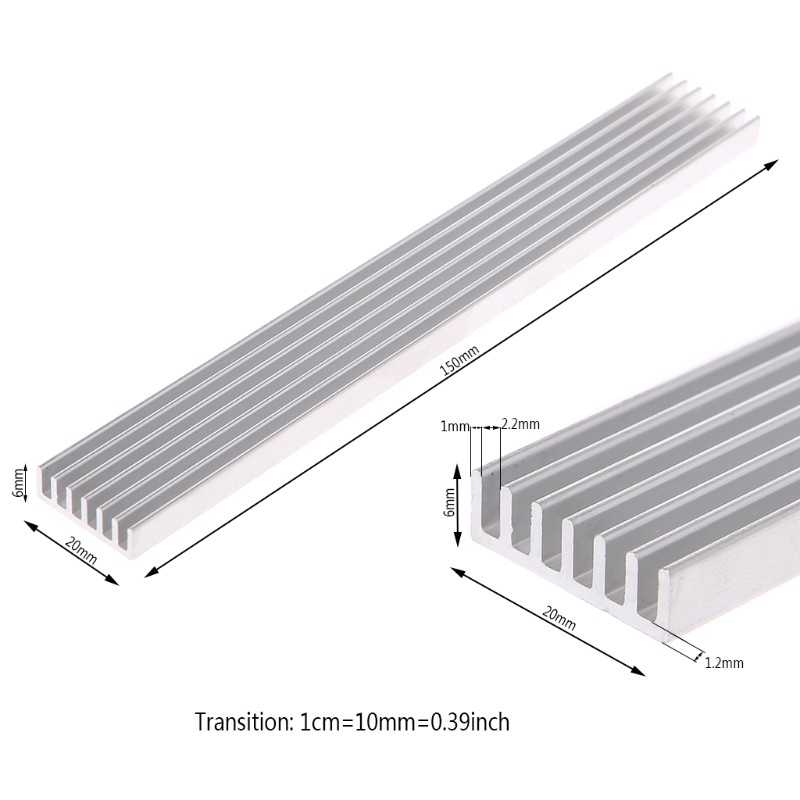 Thanh nhôm tản nhiệt 150x20x6mm dành cho máy tính