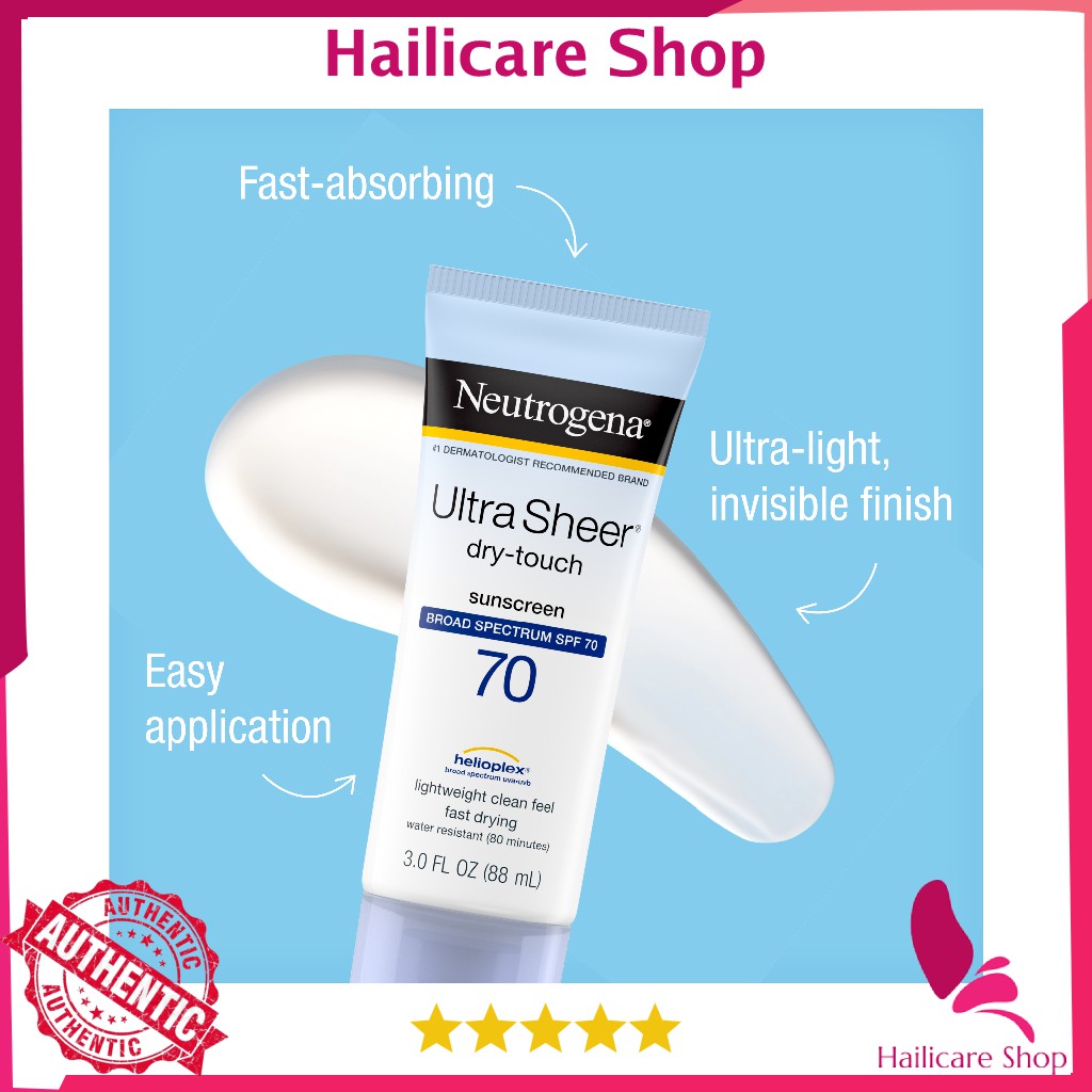 [Nhập Mỹ] Kem chống nắng Neutrogena Ultra Sheer Dry-Touch Water Resistant Sunscreen SPF 45 / SPF 55 / SPF 70