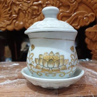 Hũ đựng muối gạo sứ trắng rồng cao 11cm