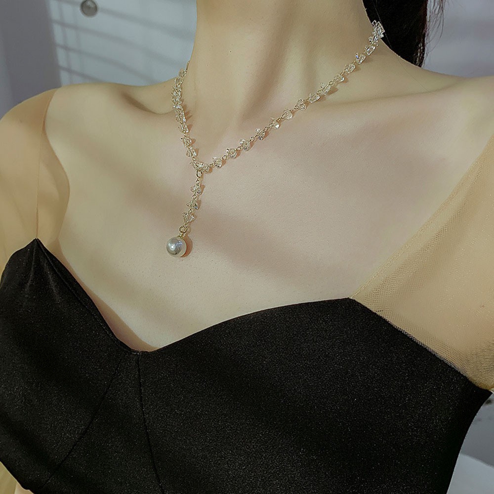 Dây chuyền trang trí mặt đính hạt ngọc trai nhân tạo kiểu dáng thanh lịch dành cho nữ