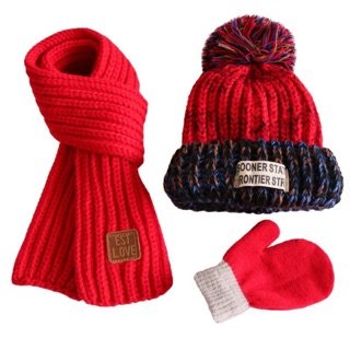 Set mũ len + găng tay + khăn cho bé trai/gái