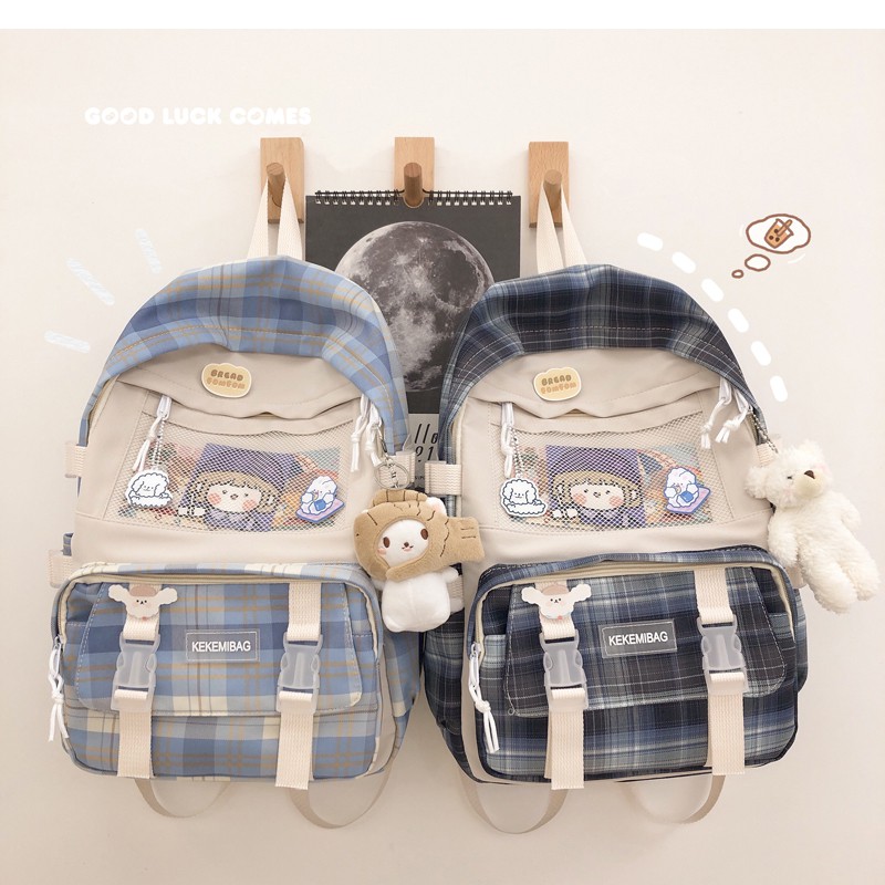 B17 - BALO KẺ CARO ULZZANG MÀU PASTEL