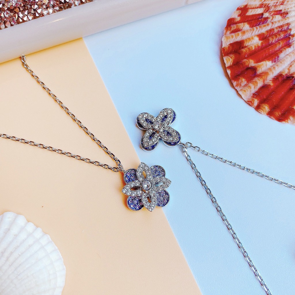 Set Vòng cổ, khuyên tai Swarovski đá Xoay 360 độ - Hàng chính hãng