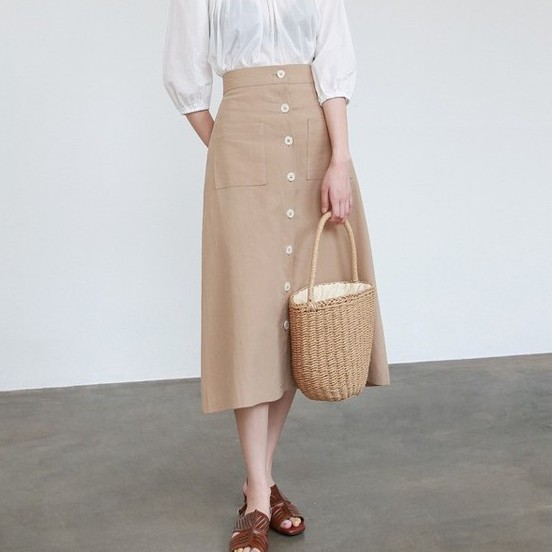 CHÂN VÁY CHỮ A LINEN DÀI