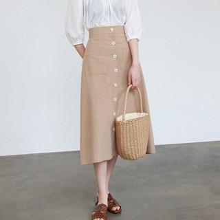 CHÂN VÁY CHỮ A LINEN DÀI