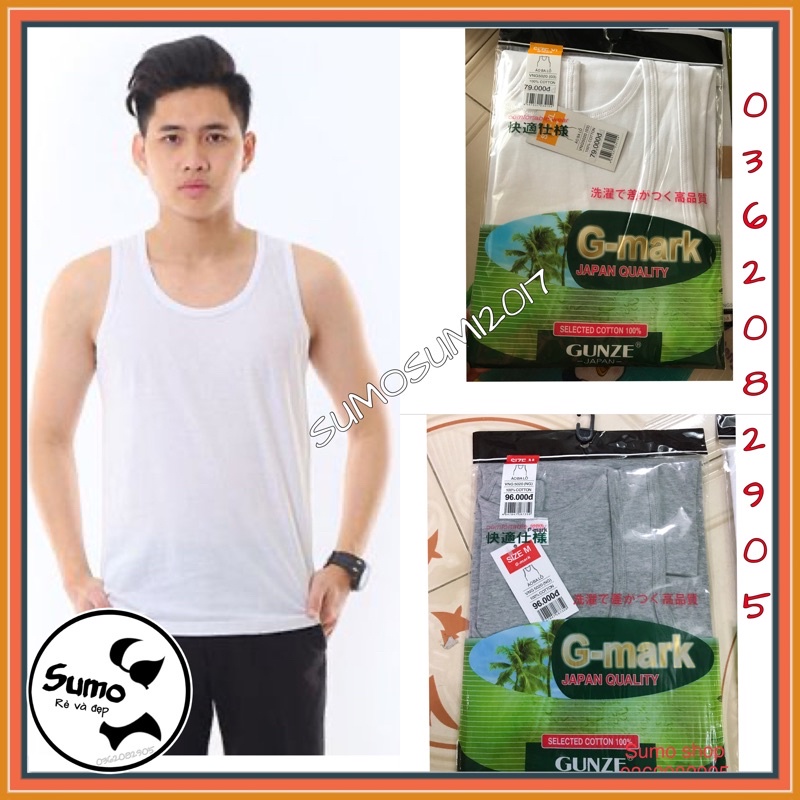 ÁO BA LỖ NAM GMARK  100% COTTON DỆT KIM KHÔNG ĐƯỜNG MAY. Ảnh thật.