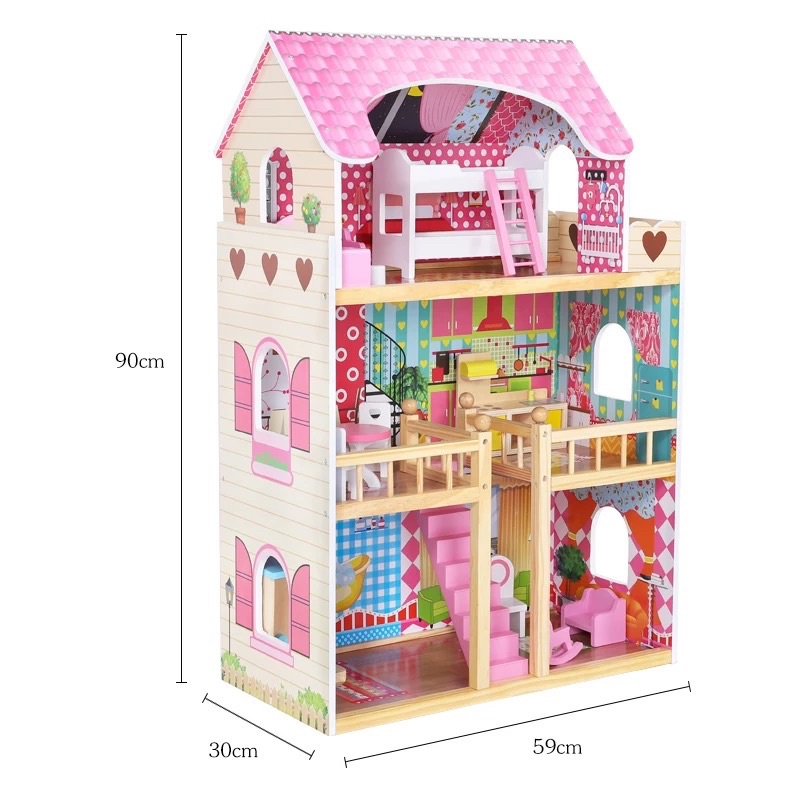 Nhà búp bê bằng gỗ 3 tầng cỡ lớn