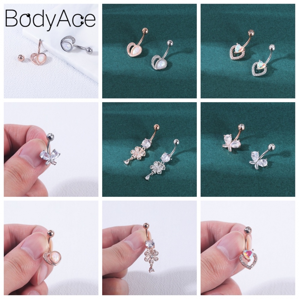 1 Khuyên RốN HìNh Hoa BằNg ThéP Không Gỉ