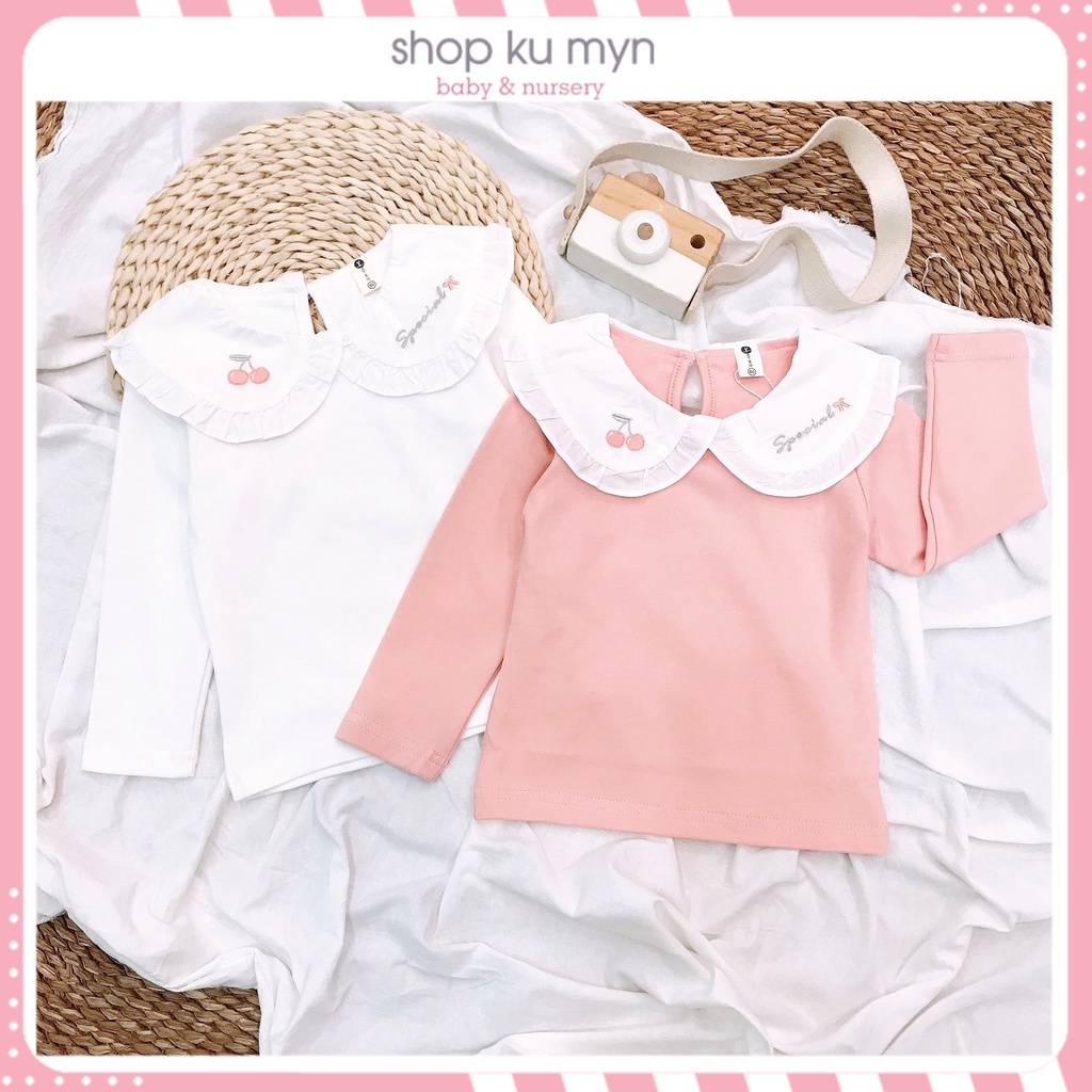 Áo thun dài tay cho bé, áo dài tay bé gái hình quả cherry 3721
