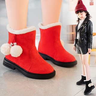 Giày Boot Đi Tuyết Lót Lông Cừu Dày Giữ Ấm Mùa Đông Phiên Bản Hàn Quốc Mới Dành Cho Bé Gái 6 Tuổi 3-9 Tuổi