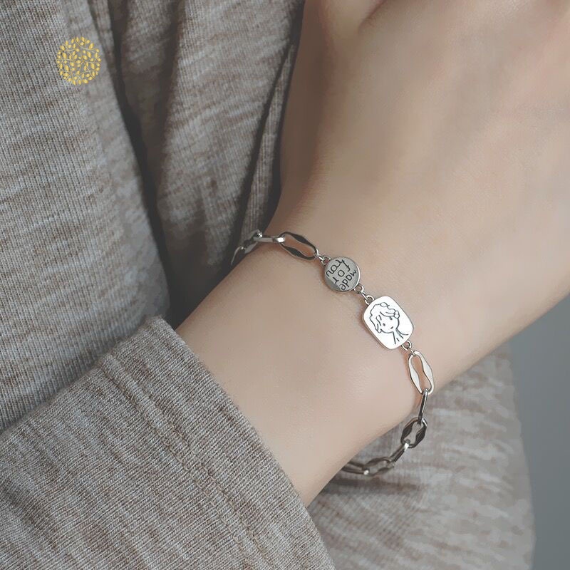 Vòng Đeo Tay Xi Mạ Bạc Phong Cách Hàn Quốc Cổ Điển Cho Nữ