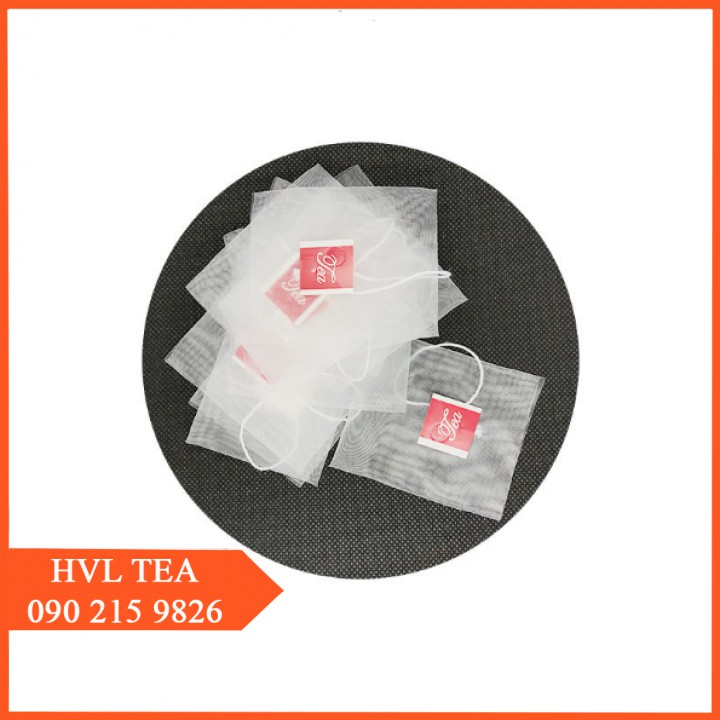 Túi lọc trà, thảo dược lưới tam giác dây nhúng, hàn nhiệt, 100 túi/sp - HVL TEA