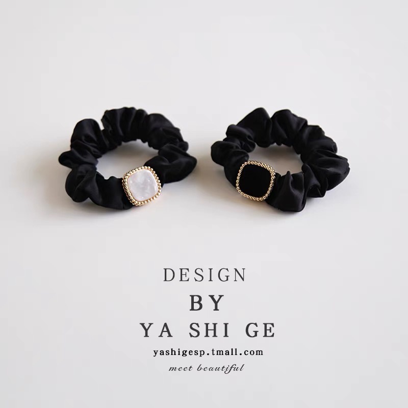 Dây buộc tóc, cột tóc Hàn Quốc charm đá vuông sang trọng